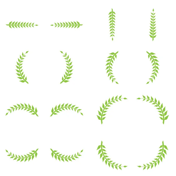Twigs set, Twigs 4e met bladeren in verschilpositie — Stockvector