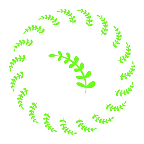 Leave Wreath Circle Design Green Tree Branch Twig Green Tree — ストックベクタ