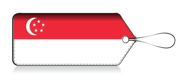 Leble de la bandera de Singapur, hecho en Singapur — Vector de stock