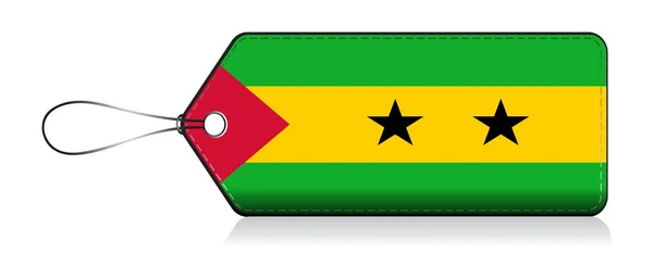 Flagga för São Tomé och Príncipe, flaggetikett — Stock vektor