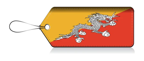Štítek s bhútánskou vlajkou, Štítek s produktem vyrobený v bhútánštině — Stockový vektor