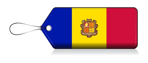 Etiqueta de la bandera de Andorra, Etiqueta del producto hecho en Andorra — Vector de stock