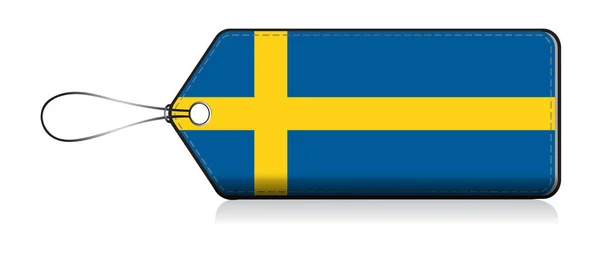 Шведский флаг смайликов, этикетка продукта, сделанная в Швеции — стоковый вектор