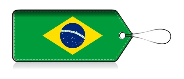 Braziliaanse Vlag Label Etiket Van Het Product Gemaakt Brazilië — Stockvector