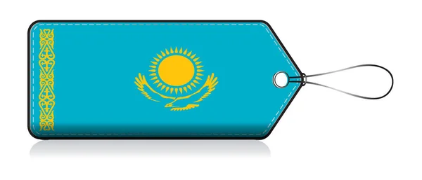 Štítek s kazašskou vlajkou, značka vyrobená v Kazachstánu — Stockový vektor