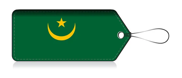 Leble bendera Mauritannian, Dibuat di Mauritania - Stok Vektor