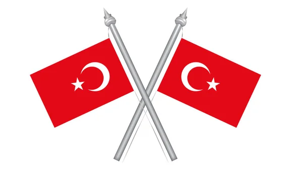 Turecká vlajka. Cross Turkish flag for special international day — Stockový vektor