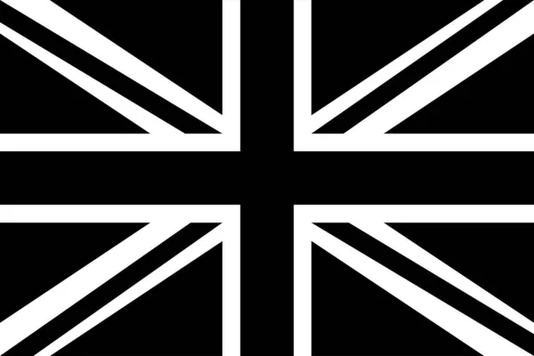 Uk国旗，英国国旗，英国国旗比例2 3，颜色为黑白模式 — 图库矢量图片
