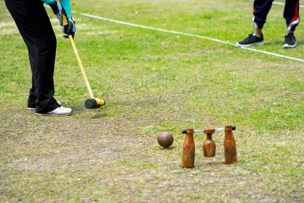 Woodball Sportuitrusting Sport Woodball Een Manier Spelen Een Sport Als — Stockfoto