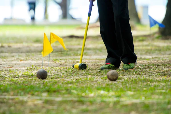 Woodball Sportfelszerelés Sportok Woodball Egy Módja Annak Hogy Játszani Mint — Stock Fotó