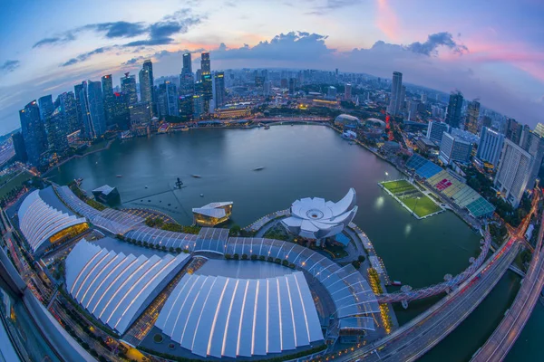 Singapur Singapur Septiembre 2017 Vista Aérea Escena Del Atardecer Marina —  Fotos de Stock