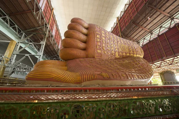 Beautiful reclining buddha image Chauk htat gyi reclining buddha (sweet eye buddha), yangon, myan