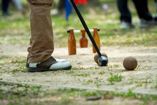 Woodball Sportuitrusting Sport Woodball Een Manier Spelen Een Sport Als — Stockfoto