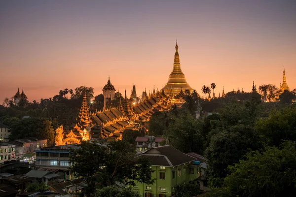 Shwedagon Pagoda Amanecer Concepto Viaje — Foto de Stock