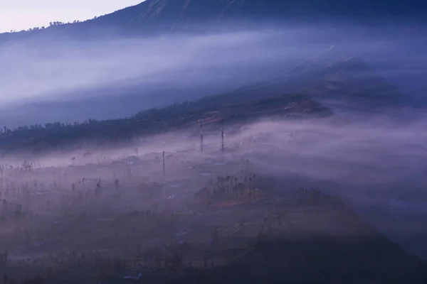 Village Next Vulcano Bromo Sunrise Time Background Cemoro Lawang Village — Fotografia de Stock