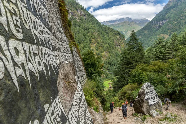 Caminata Trekker Camino Campamento Base Everest Área Khumbu Nepal — Foto de Stock