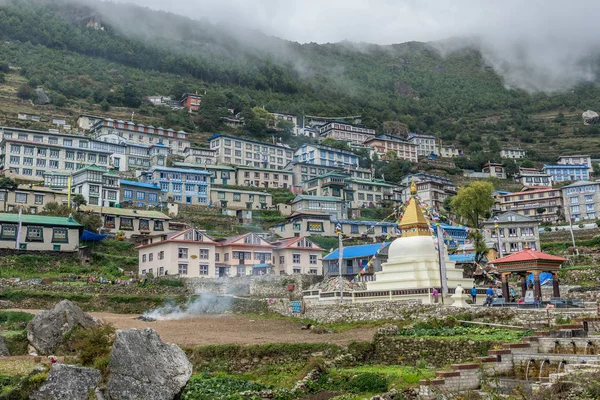 Namche Basar Dorf Auf Dem Weg Zum Everest Basislager Khumbu — Stockfoto