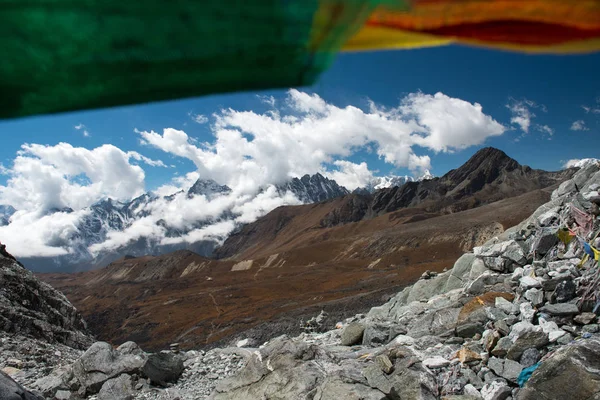 Vista Desde Paso Chola Con Bandera Rezo Uno Los Pases — Foto de Stock