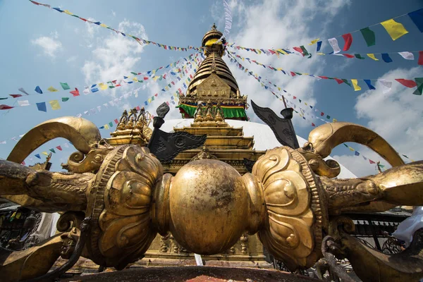 Temple Swayambhunath Monkey Katmandou Népal Temple Est Protégé Comme Site — Photo