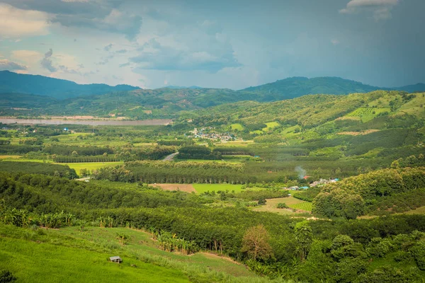 Vista Del Distrito Chiang Khong Con Río Khong Frontera Laos —  Fotos de Stock