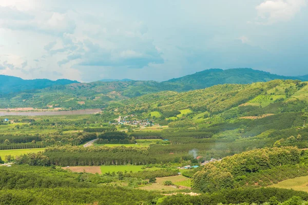 Vista Del Distrito Chiang Khong Con Río Khong Frontera Laos —  Fotos de Stock