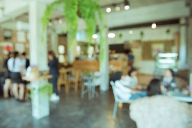 Blur or Defocus image of Coffee Shop or Cafeteria for use as Background,canteen interior, abstract blur background