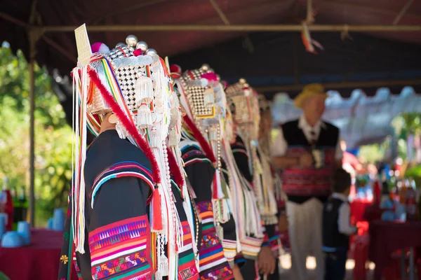 Nahaufnahme Von Schönen Asiatischen Dame Akha Stamm Kleid Chiang Rai — Stockfoto