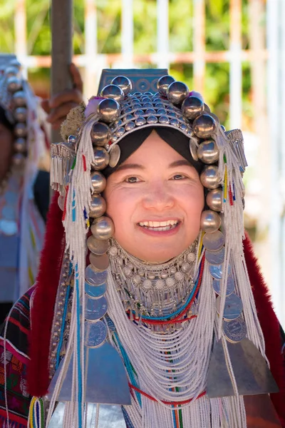 Portrait Der Schönen Asiatischen Lady Akha Stamm Chiang Rai Thailand — Stockfoto