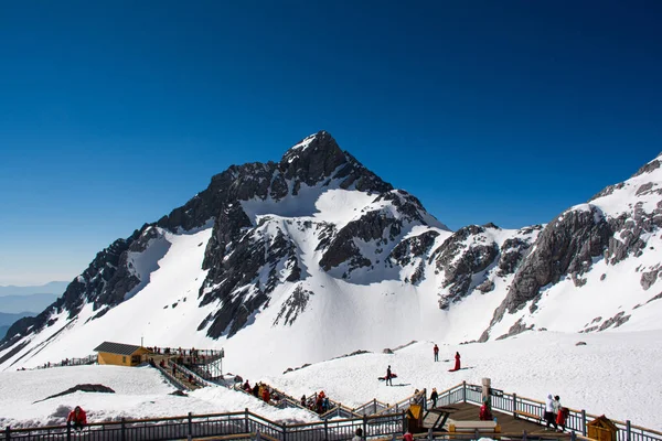 Uitzicht Vanaf Kabelbaan Weg Naar Beneden Van Snow Mountain Lijiang — Stockfoto