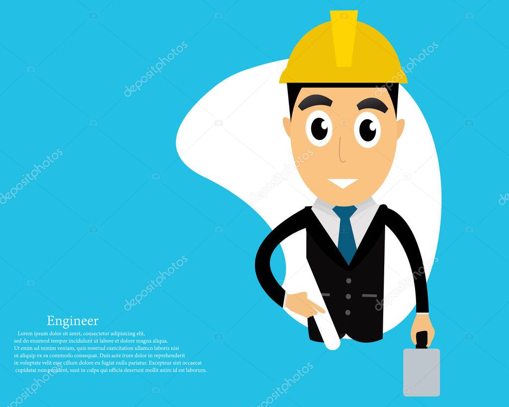 Engineer man construction engineer cartoon vector. 