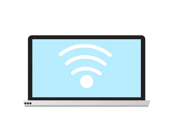 Laptop Design Piatto Con Design Vettoriale Icona Wifi — Vettoriale Stock