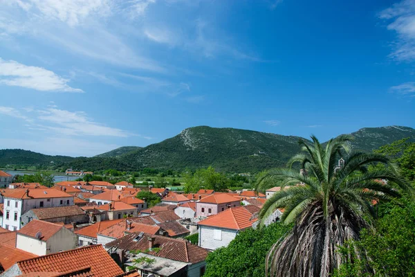 Ston Ist Eine Stadt Kreis Dubrovnik Neretva Kroatien Die Sich — Stockfoto