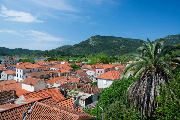 Ston Ist Eine Stadt Kreis Dubrovnik Neretva Kroatien Die Sich — Stockfoto