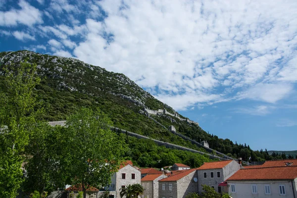 Ston Ist Eine Stadt Kreis Dubrovnik Neretva Kroatien Die Sich — Stockfoto