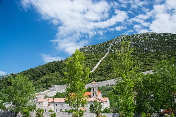 Ston Ist Eine Stadt Kreis Dubrovnik Neretva Kroatien Die Sich — Stockfoto