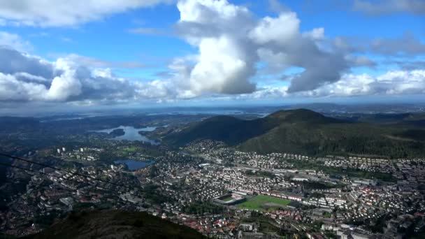 Bergen Uma Cidade Município Noruega Localizado Região Hordalândia — Vídeo de Stock
