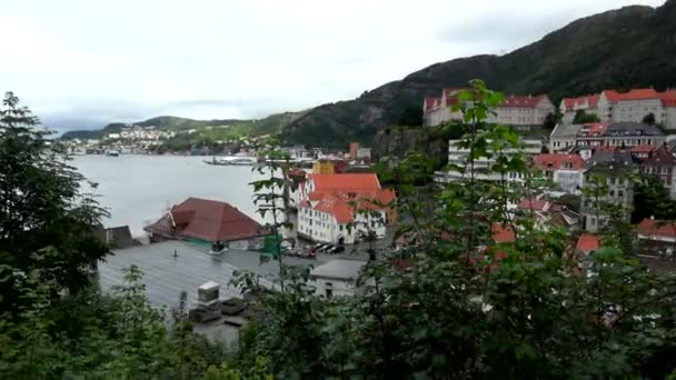 Bergen Una Città Comune Norvegese Della Costa Occidentale Dell Hordaland — Video Stock