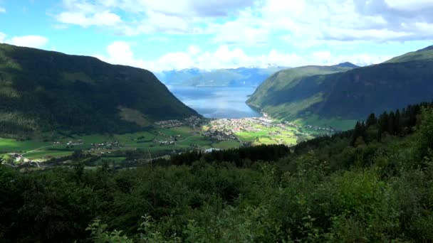 Vik Municipality Sogn Fjordane County Norway Located Southern Shore Sognefjorden — Stock Video