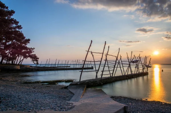 Savudrija Coastal Settlement Northwestern Istria Croatia Known Its Hanging Boats — Stock Photo, Image