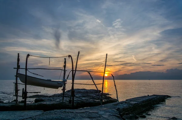 Savudrija Coastal Settlement Northwestern Istria Croatia Known Its Hanging Boats — Stock Photo, Image