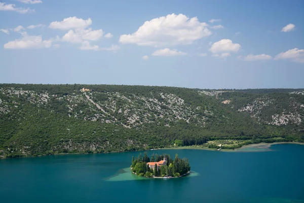 Biara Visovac Adalah Sebuah Biara Katolik Pulau Visovac Taman Nasional — Stok Foto