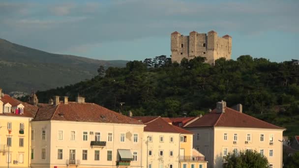 Senj Een Oude Stad Aan Bovenste Adriatische Kust Kroatië Het — Stockvideo