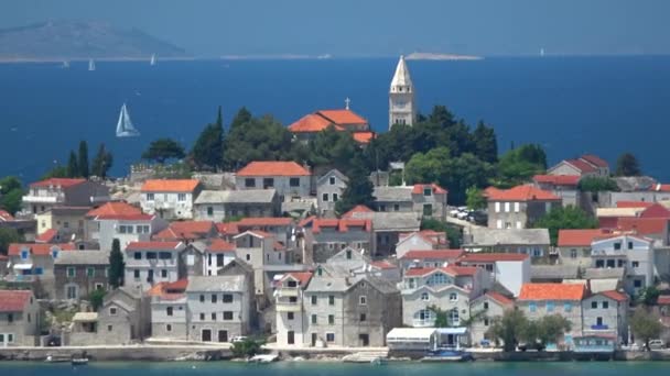 Primosten Una Ciudad Croacia Una Parte Del Condado Sibenik Knin — Vídeo de stock