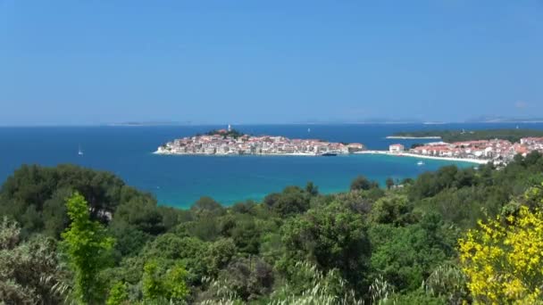 Primosten Una Ciudad Croacia Una Parte Del Condado Sibenik Knin — Vídeos de Stock