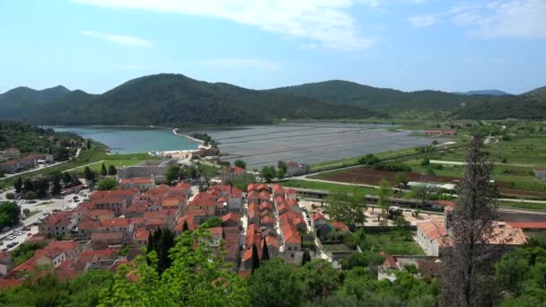 Ston Stad Dubrovnik Neretva County Kroatien Ligger Södra Näset Halvön — Stockvideo