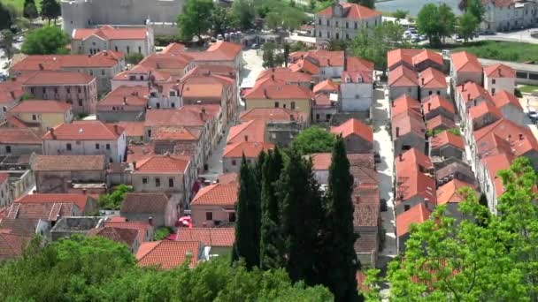 Ston Een Plaats City Dubrovnik Neretva County Van Kroatië Gelegen — Stockvideo
