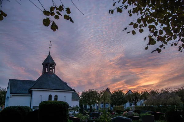 Cmentarz Kaplica Jego Jest Centrum Holm Jest Ćwierć Fishermans Sleswick — Zdjęcie stockowe