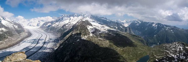 Ledovec Aletsch Největší Ledovec Východní Bernských Alp Švýcarském Kantonu Valais — Stock fotografie