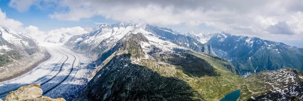 Ledovec Aletsch Největší Ledovec Východní Bernských Alp Švýcarském Kantonu Valais — Stock fotografie