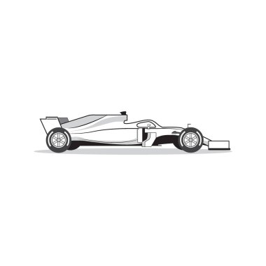 Formula 1 yarış arabası beyaz arka planda izole. Vektör.